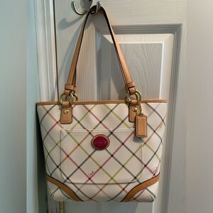 Coach Multicolor Plaid Tote Bag